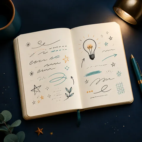 Beispiel einer handschriftlich gestalteten Notizbuchseite